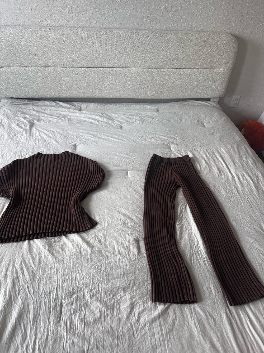 Sabo Skirt Ribbed Boot Flare Pants in Dark Brown